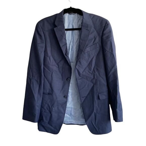 TOMMY HILFIGER wool button front blazer jacket sport coat Navy Blue 38L - Picture 1 of 10
